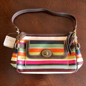 COACH Legacy Stripe Top Handle Pouch.  RARE!  Vintage!  NWT!